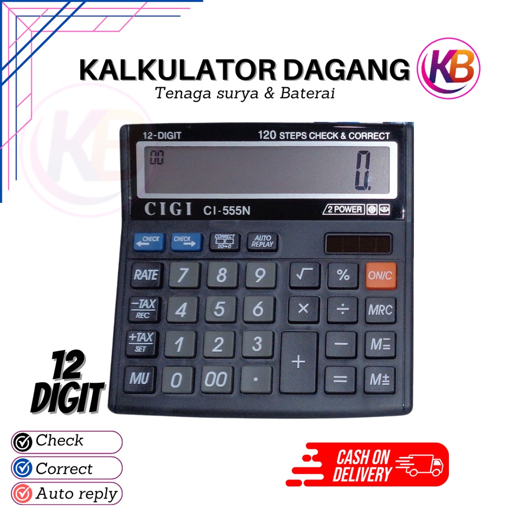 

Kalkulator Cigi C555-N / Kalkulator Check Correct & Autoreply (12 Digit) / Kalkulator Dagang dan Kantoran / Toko Gemilang
