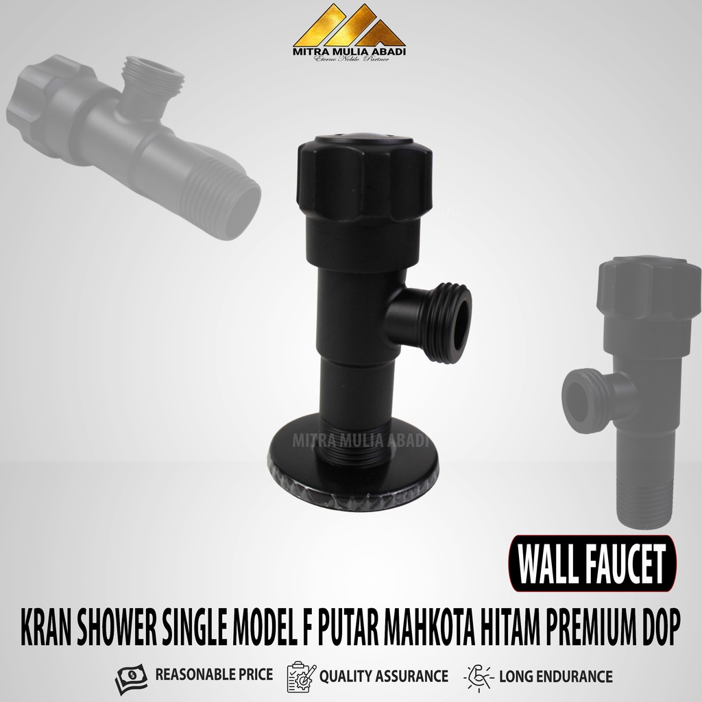 Stop Kran Shower Single I KRAN SHOWER SINGLE MODEL "F" PUTAR MAHKOTA HITAM PREMIUM DOP