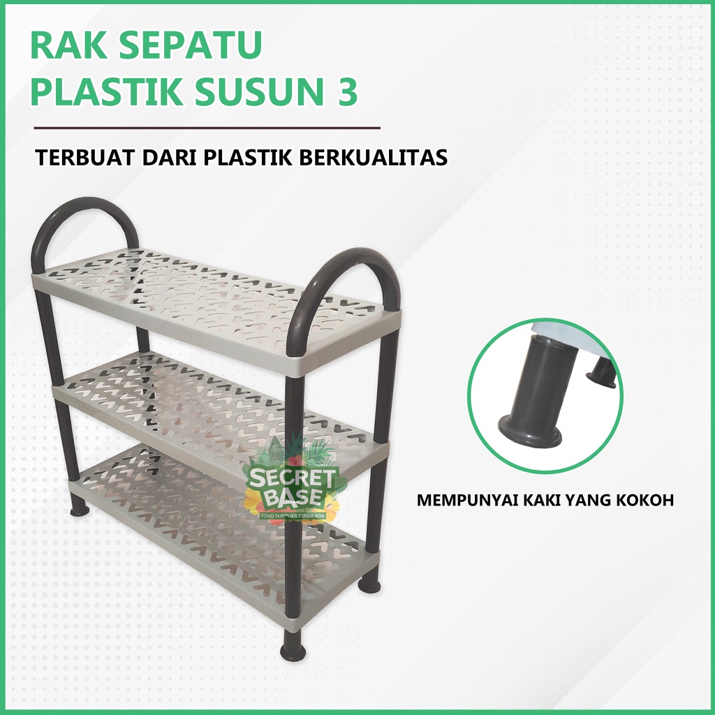 Rak Sepatu 3 Susun - Rak Besar / Tempat Sandal / Rak Sepatu Kokoh Plastik