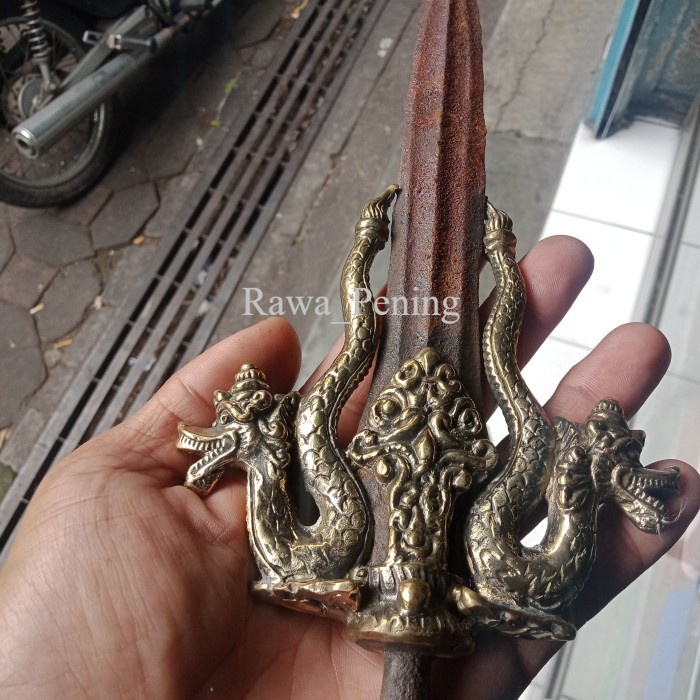 Tombak Naga Kembar Kinatah Kuningan Antik antik