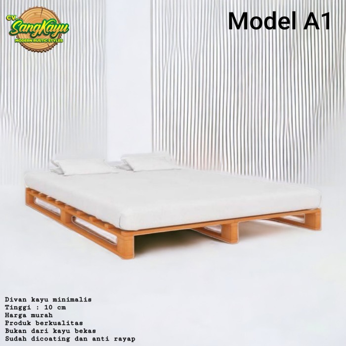 Tempat tidur kayu minimalis dipan divan alas matras kasur spring bed 04