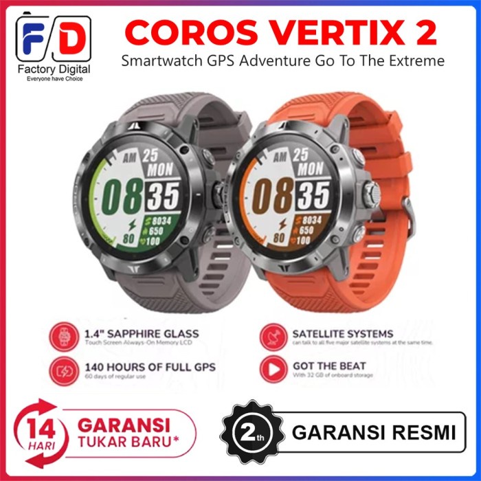 Coros VERTIX 2 GPS Adventure Smartwatch Outdoor Jam Tangan Coros Ori - Lava