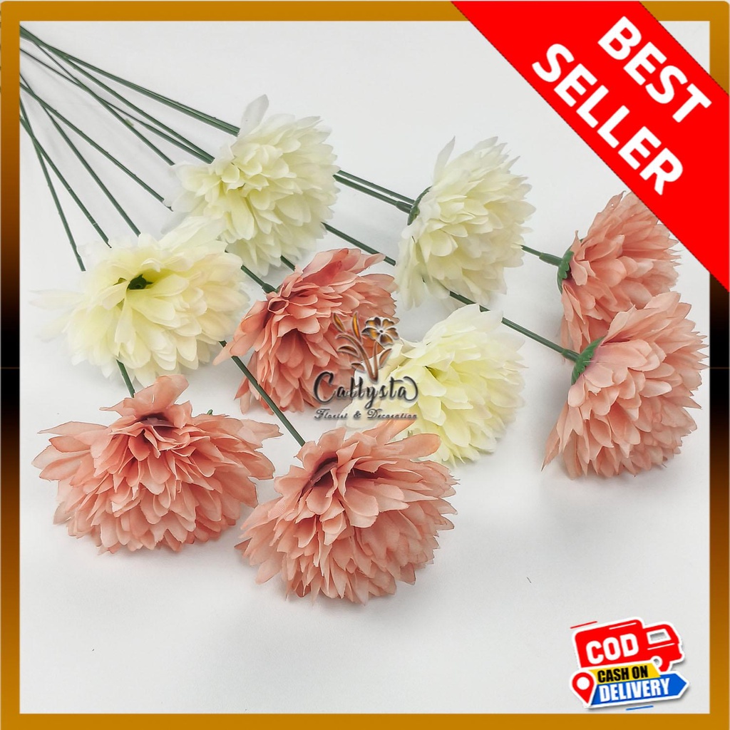 1 PCS Tangkai Rose Dandelion Single - Panjang 39CM Tangkai Kelopak Bunga Mawar Anyelir Pom2 Dandelio