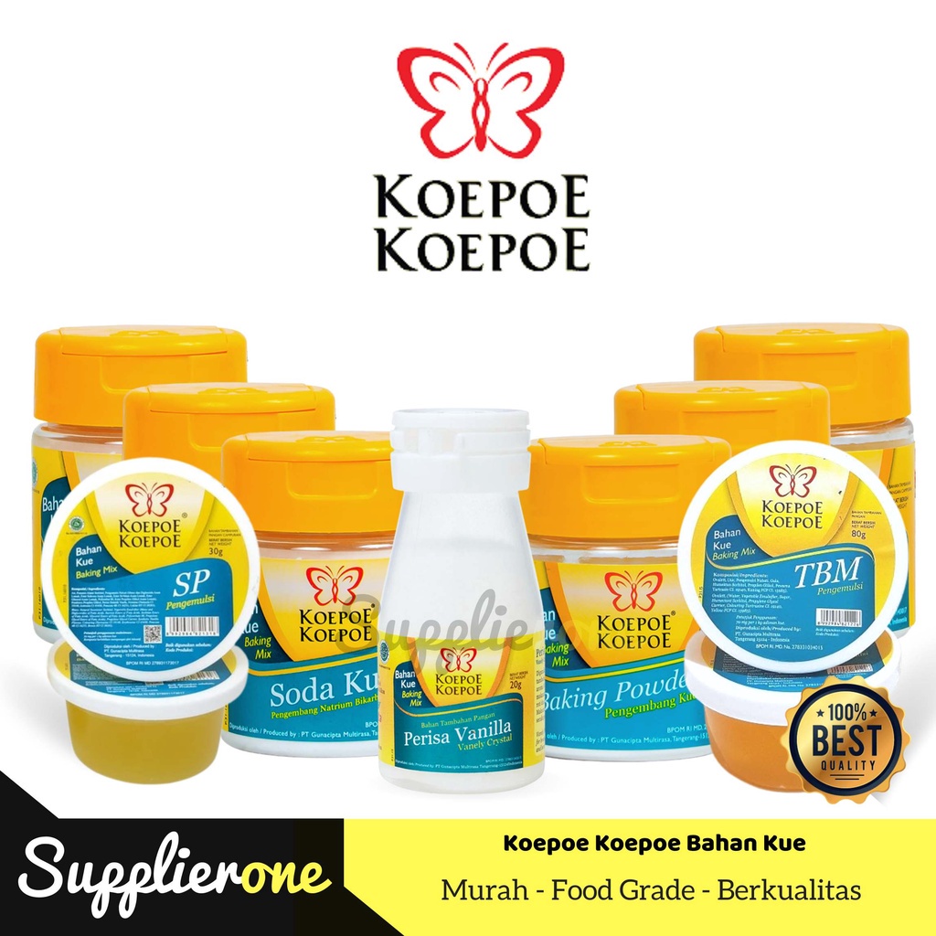 

Koepoe koepoe Soda kue / Baking Pouder / Sp Pengemulsi / Tbm Pengemulsi / Perisa Vanilla / Baking Soda / Pengambang Kue