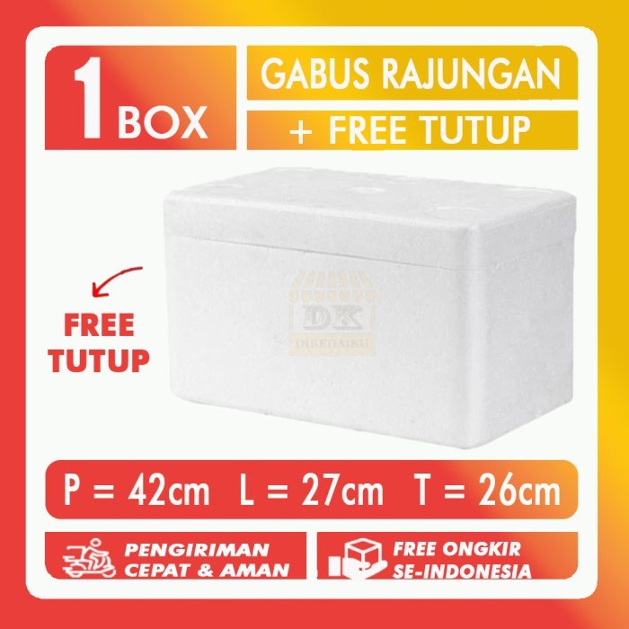 Gabus RAJUNGAN Box Styrofoam Kotak Beku Sterofoam Seafood 42x27x26cm