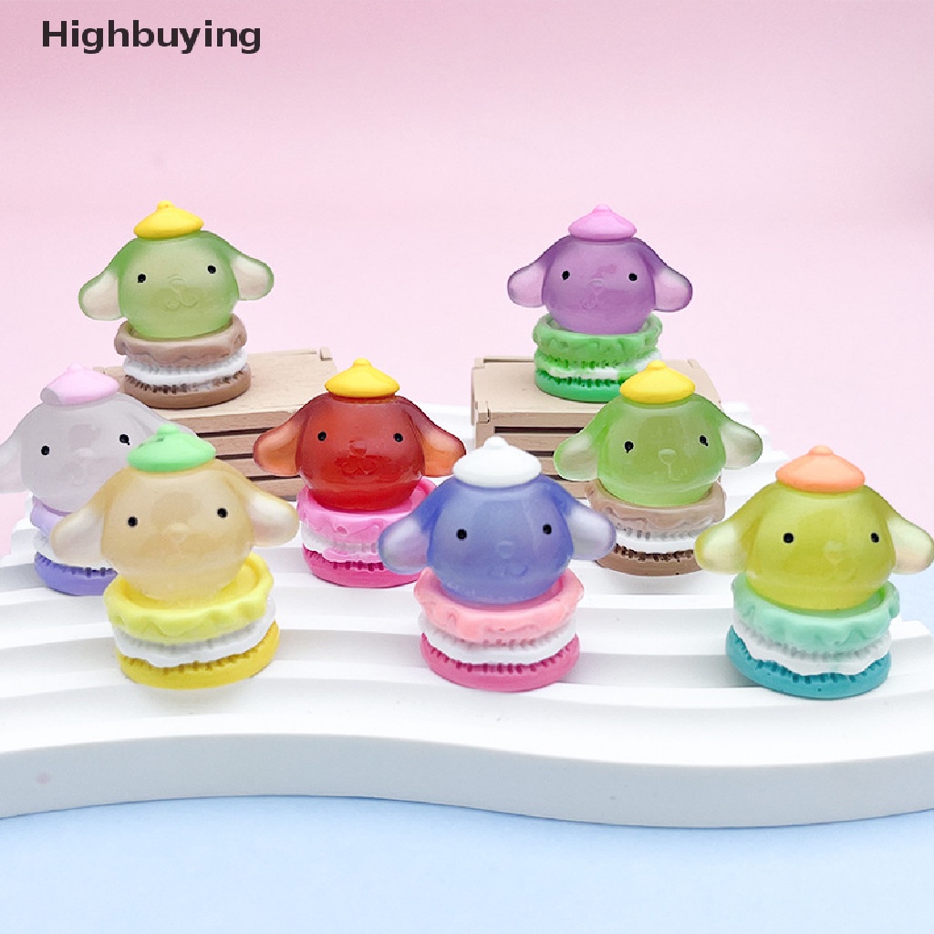 Hbid 5Pcs 3D Luminous Macaron Cinnamon Dog DIY Aksesoris Shell Ponsel Simulasi Resin Ornamen Glory