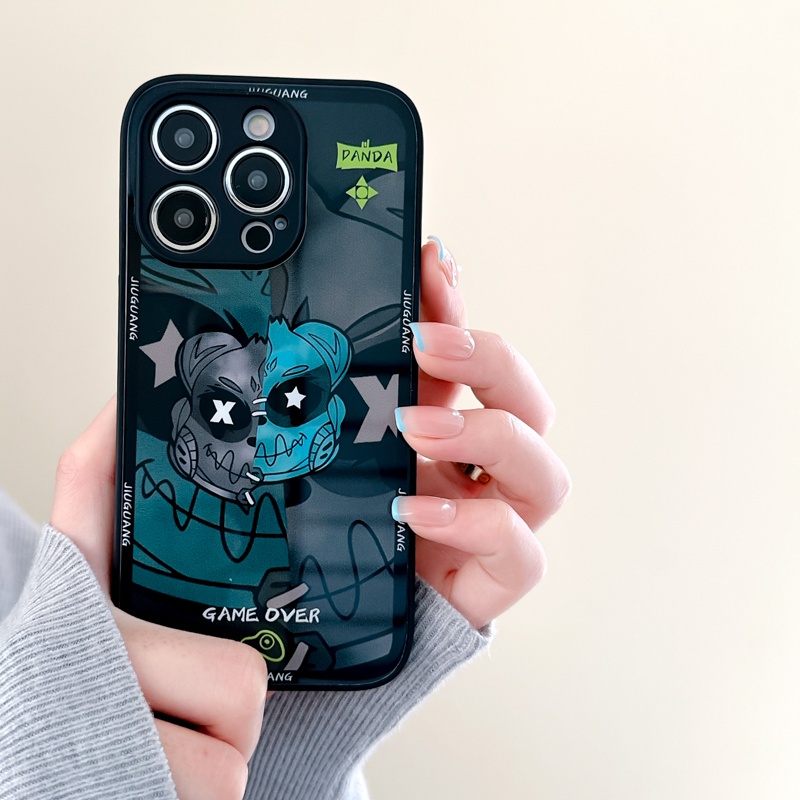 Casing Ponsel Kaca Motif Beruang Untuk iPhone 14 Pro Max 13Pro 12 11 Pro Max XR Xs Max Hard Back Cover
