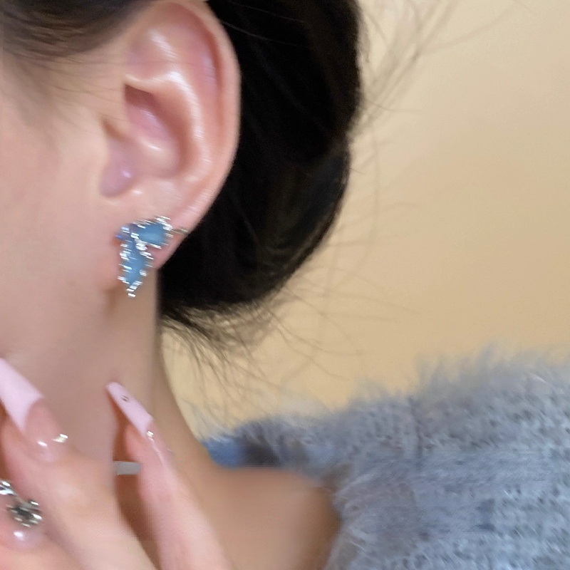 Anting Pejantan Telinga Kupu-Kupu Biru Super Gentle Untuk Aksesori Jewley Gadis Manis