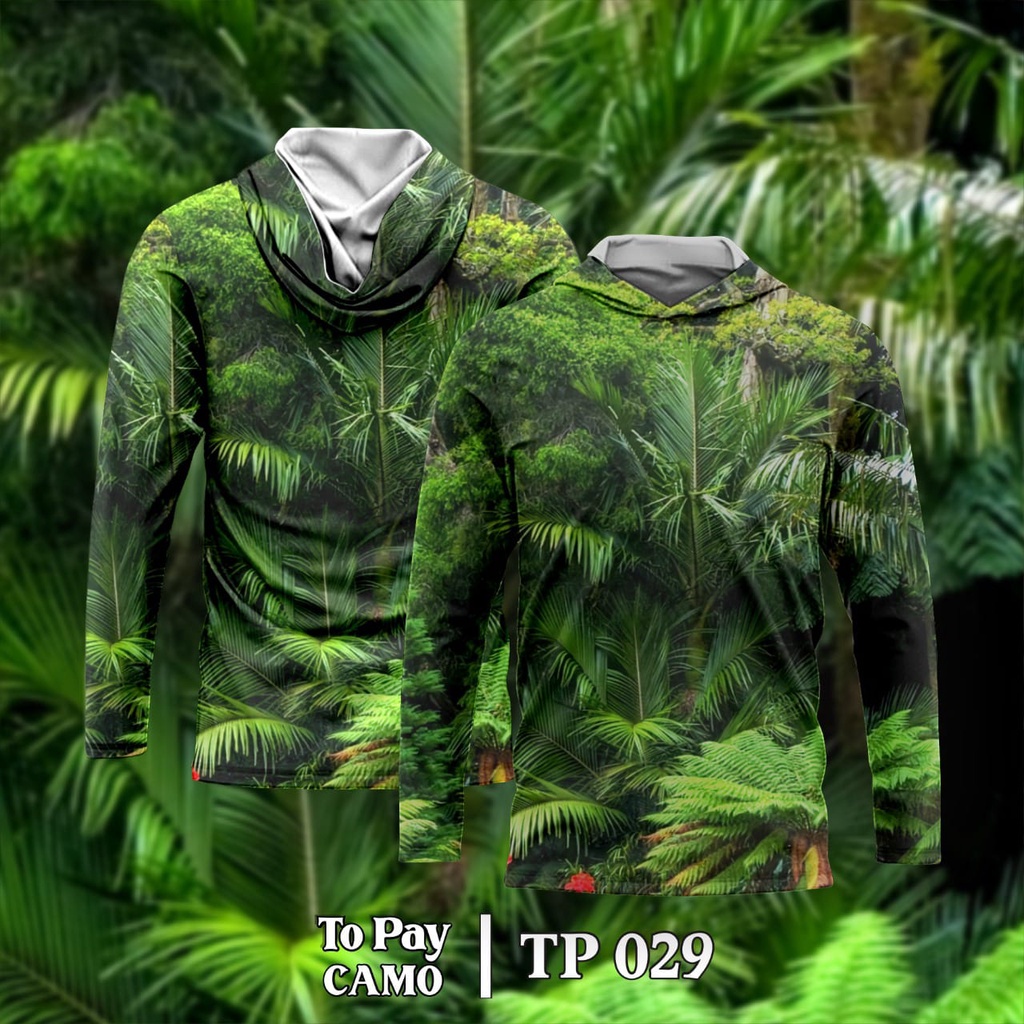 Baju Kamuflase Hunting Camo dan Kaos Berburu Lengan Panjang Camo untuk Pria - Motif Pakis