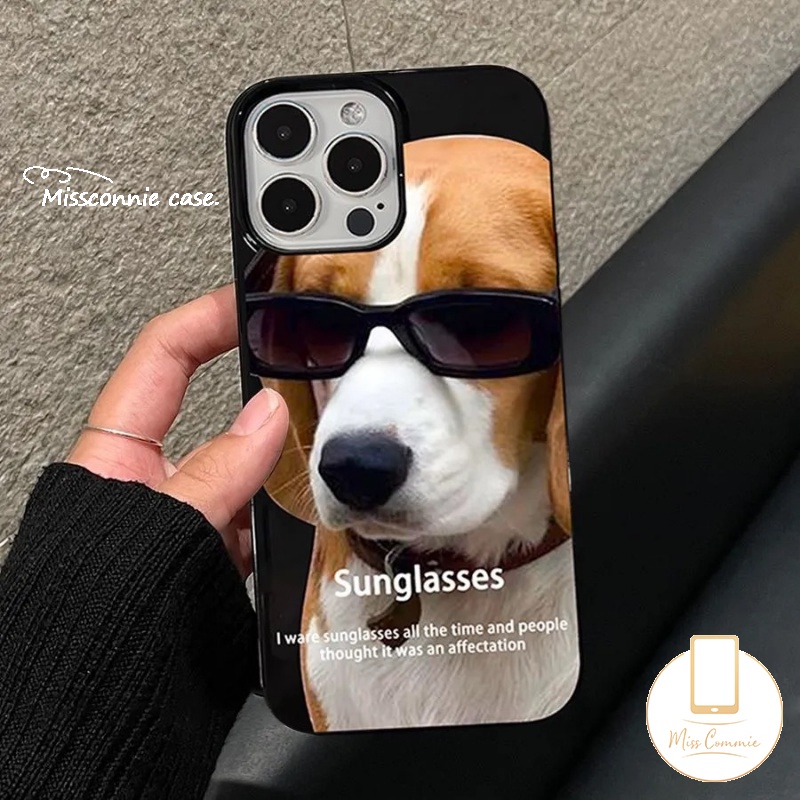 IPHONE Casing Ponsel Halus Glossy Kompatibel Untuk Iphone11 14 13 12 Pro Max 7Plus XR X XS Max 78 Plus SE 2020 Kacamata Hitam Kartun Anjing Keren Shockproof Soft Cover