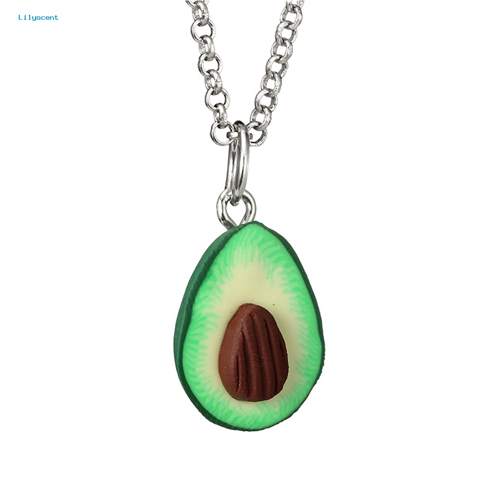 Lilyscent Lovely Avocado Dengan Nuclear 3D Clay Alloy Necklace Decor Pasangan Leher Rantai Hadiah