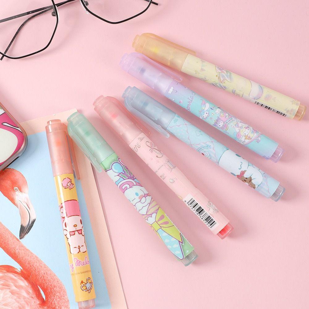 Lanfy Stabilo Pen Set Kawaii Kartun Kuromi Mahasiswa Stationary Diy Diary Album Cinnamoroll Keypoints Marker Pen