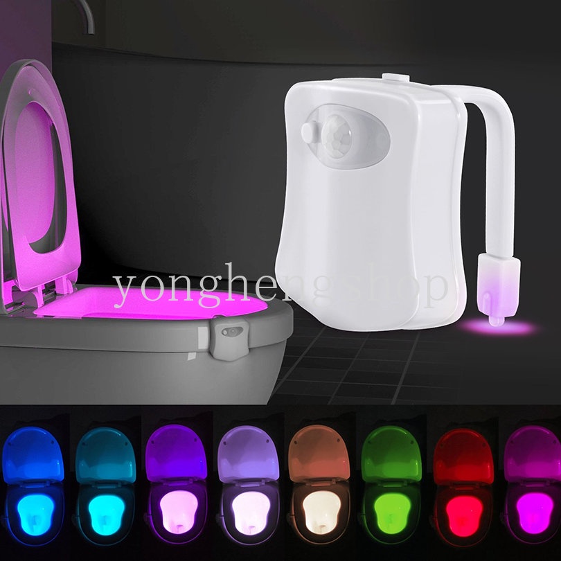 8warna Kreatif Toilet Seat LED Light Smart PIR Sensor Gerak Lampu Toilet Kamar Mandi Lampu Malam Toilet Mangkok Backlight WC Pencahayaan