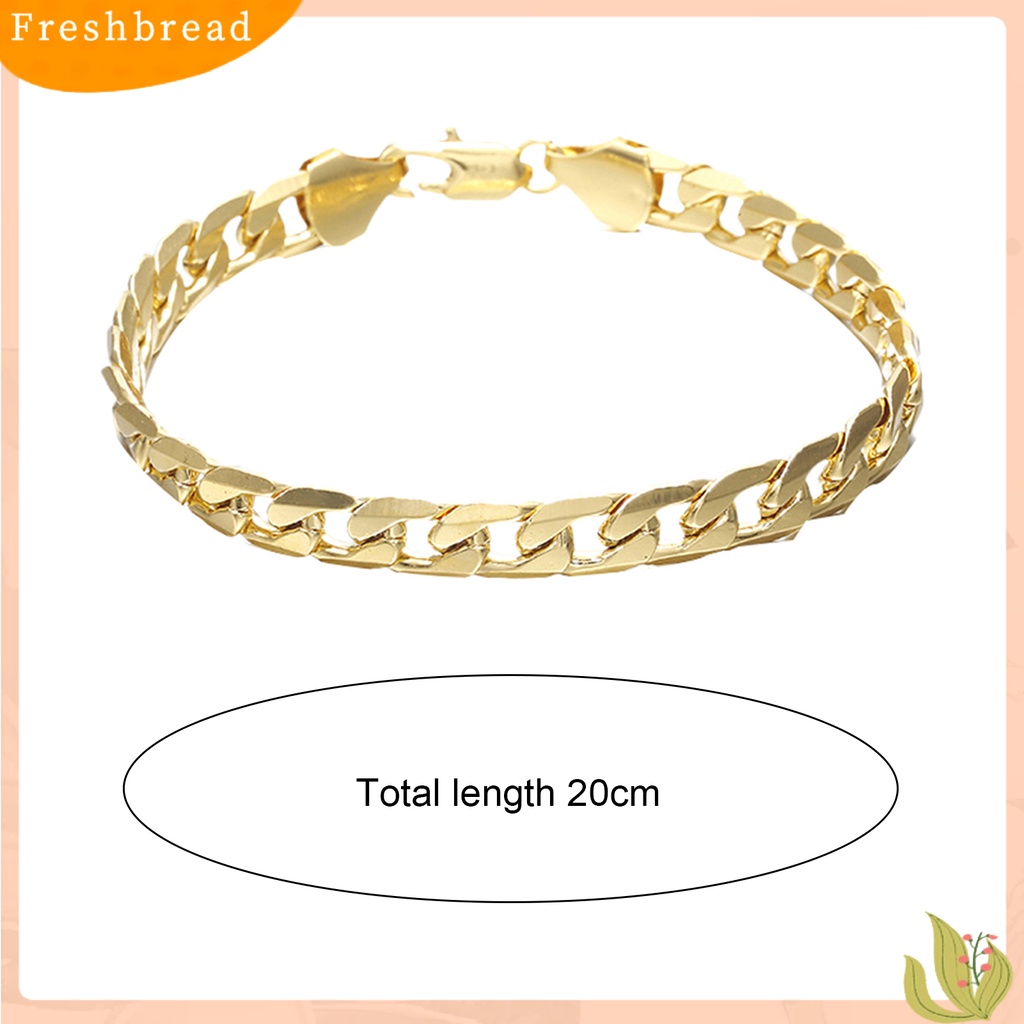 &lt; Freshbread &gt; Gelang Rantai Glossy Susah Tarnish Gaya Hip Hop Cuban Chain Bracelet Untuk Hadiah