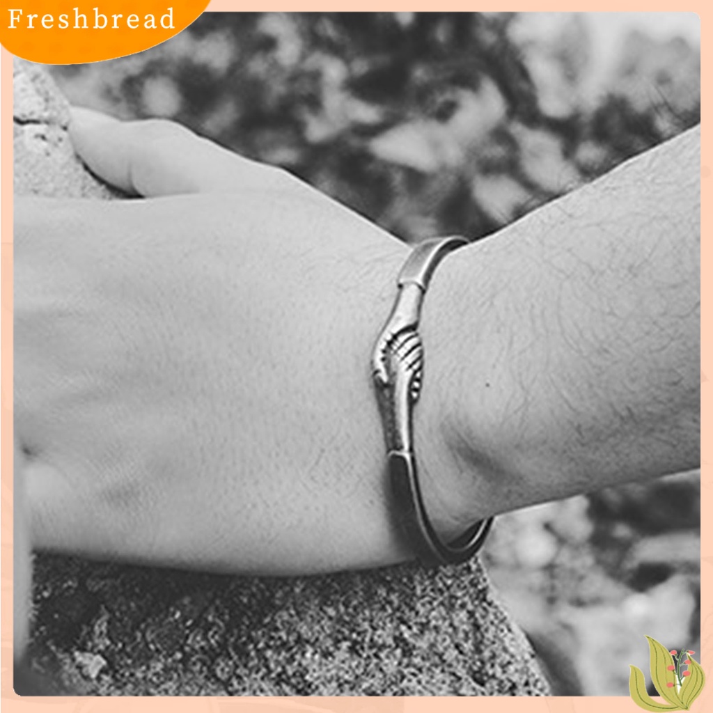 &lt; Freshbread &gt; Wanita Baja Titanium Goyang Tangan Perhiasan Vintage Manset Terbuka Gelang Bangle Hadiah