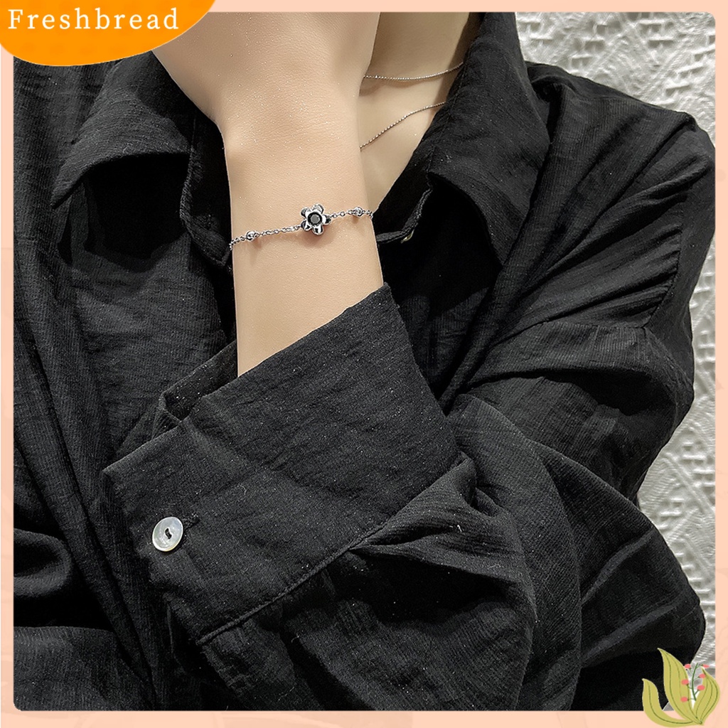 &lt; Freshbread &gt; Wanita Gelang Adjustable Berlian Imitasi Mengkilap Hias Manis All-match Dekorasi Hadiah Ulang Tahun Gadis Lima Kelopak Bunga Rantai Gelang Tangan Perhiasan Untuk Pacaran