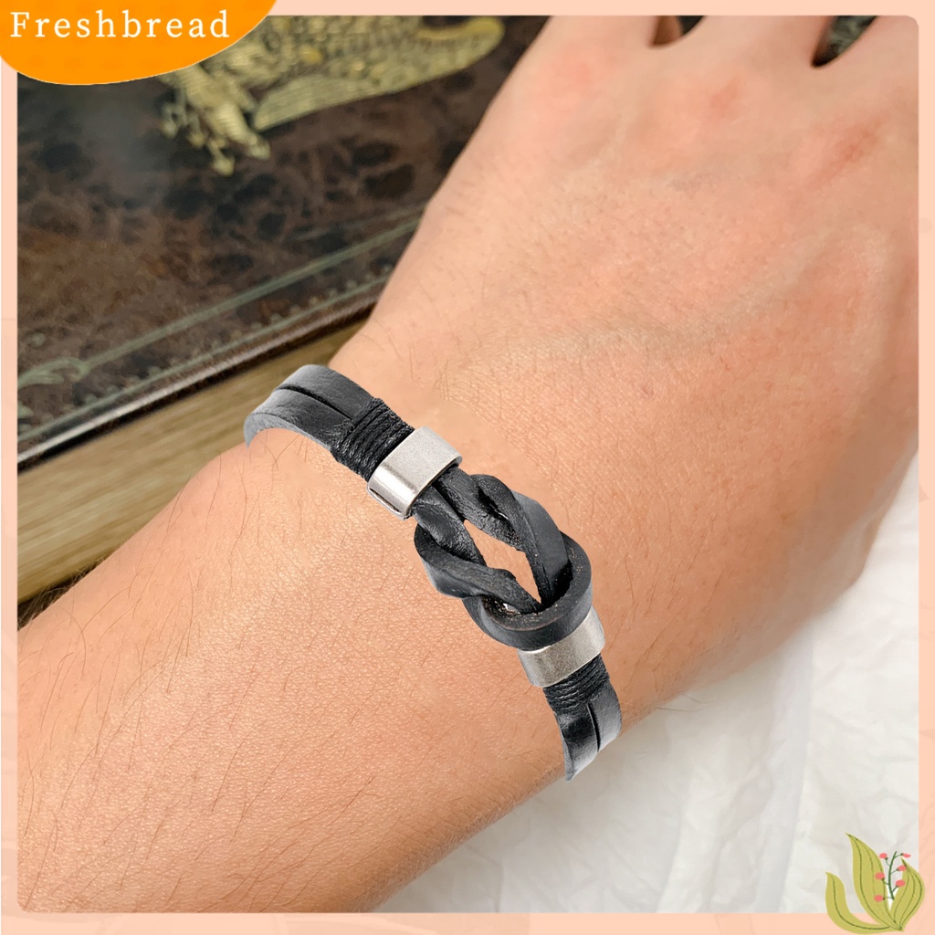 &lt; Freshbread &gt; Pria Gelang Anti Karat Vintage Tahan Lama Ramah Untuk Kulit Individu Hias Kepang Kulit Imitasi Logam Bangle Perhiasan Laki-Laki