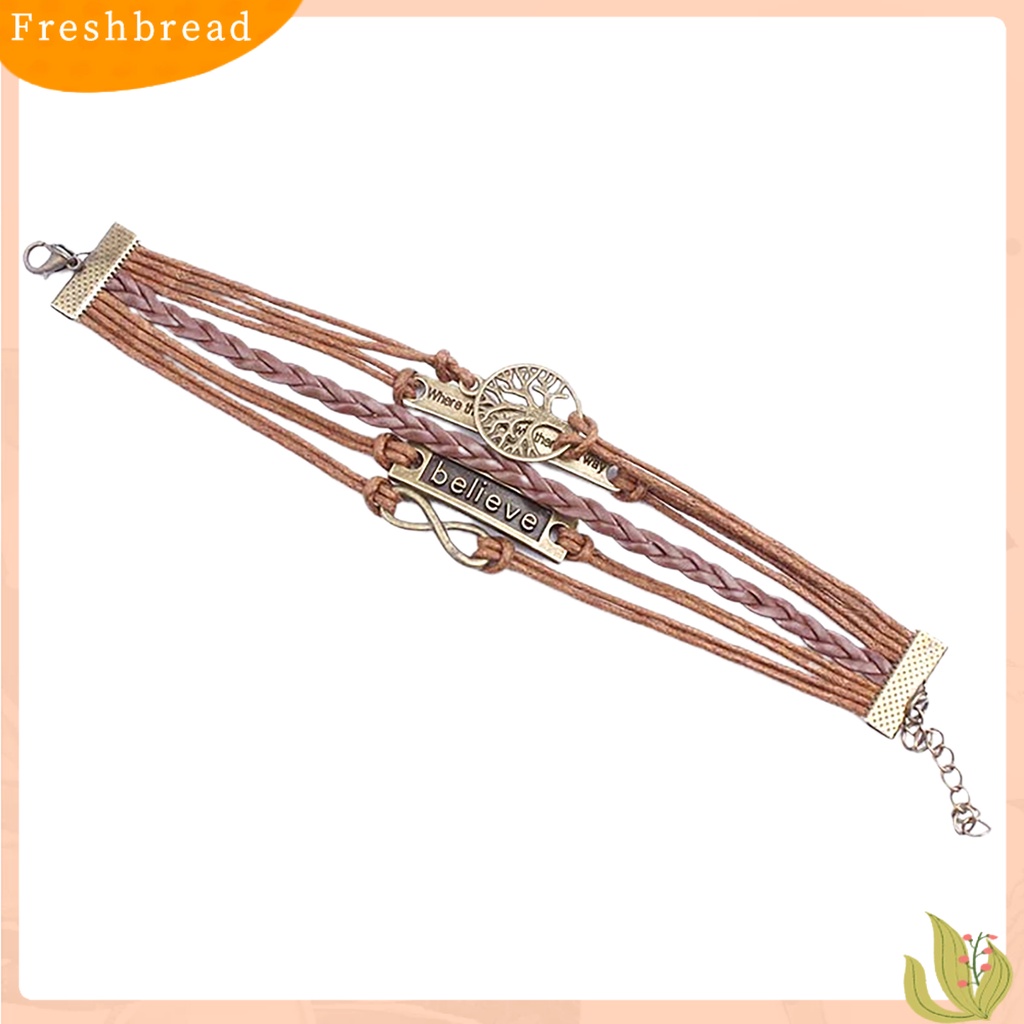 &lt; Freshbread &gt; Unisex Retro Multi Layer Kulit Imitasi Dikepang Gelang Bangles Perhiasan Hadiah