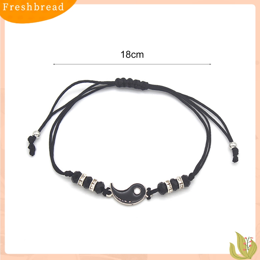 &lt; Freshbread &gt; 2Pcs Gelang Couple Adjustable Bahan Alloy Anti Karat Tidak Luntur Bergaya Gelang Liontin Untuk Wanita