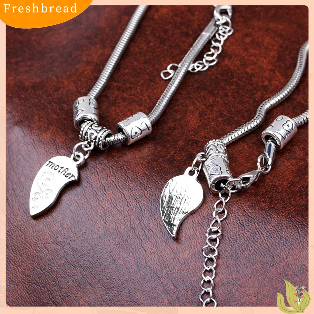 &lt; Freshbread &gt; 2pcs/Set Gelang Putri Ibu Bentuk Hati Bahan Alloy Tahan Lama Set Gelang Stainless Untuk Hadiah