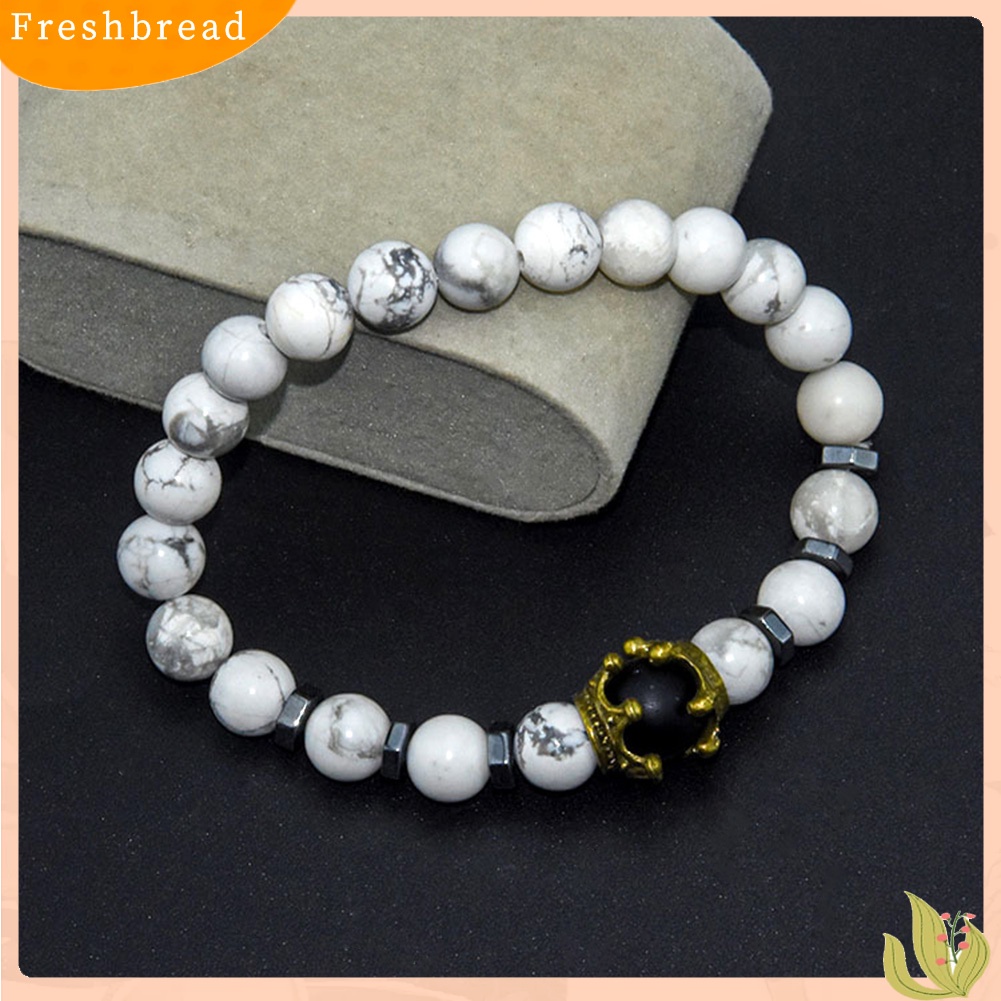 &lt; Freshbread &gt; Fashion Pria Mahkota Pesona Batu Alam Manik-Manik Gelang Bangle Pesta Perhiasan Hadiah