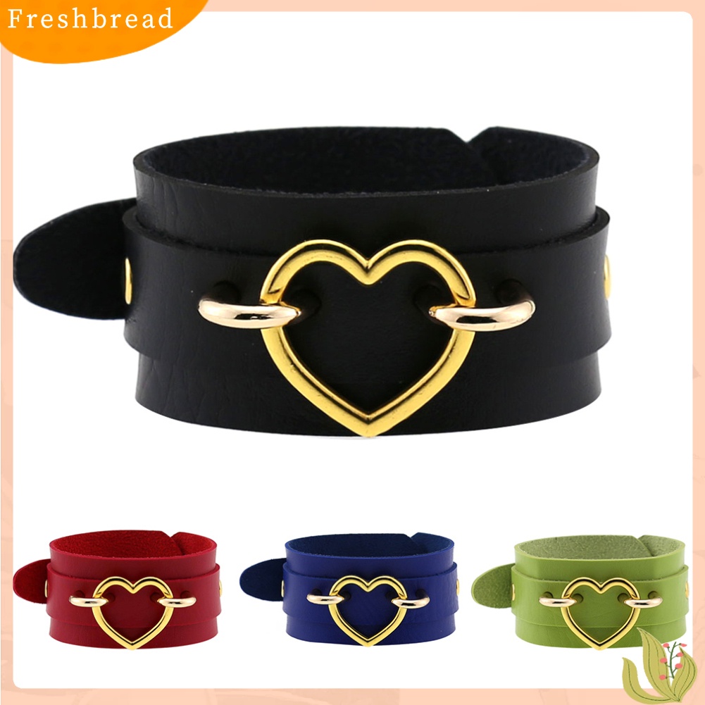 &lt; Freshbread &gt; Punk Wanita Jantung Cincin Double Layer Kulit Imitasi Gelang Bangle Perhiasan Hadiah