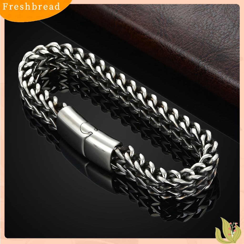 &lt; Freshbread &gt; Gelang Dipoles Ramah Kulit Titanium Steel Pria Braided Chain Bracelet Untuk Ulang Tahun