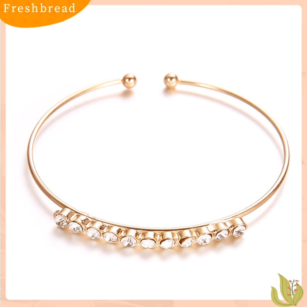 &lt; Freshbread &gt; 2Pcs/Set Mode Lingkaran Panah Berlian Imitasi Terbuka Bangle Gelang Wanita Perhiasan