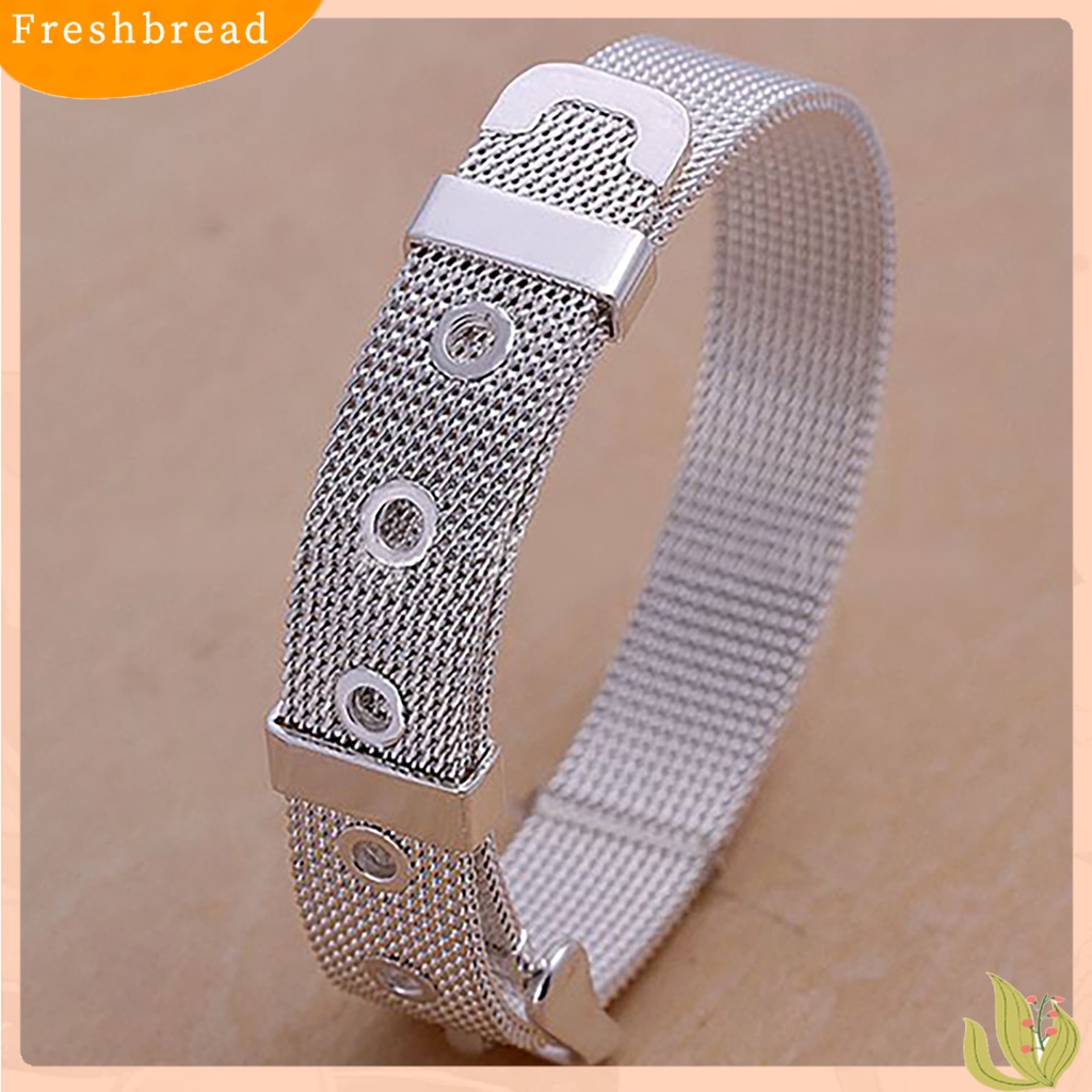 &lt; Freshbread &gt; Gelang Adjustable Pengerjaan Halus Silver Plated Adjustable Belt Gesper Untuk Pakaian Sehari-Hari