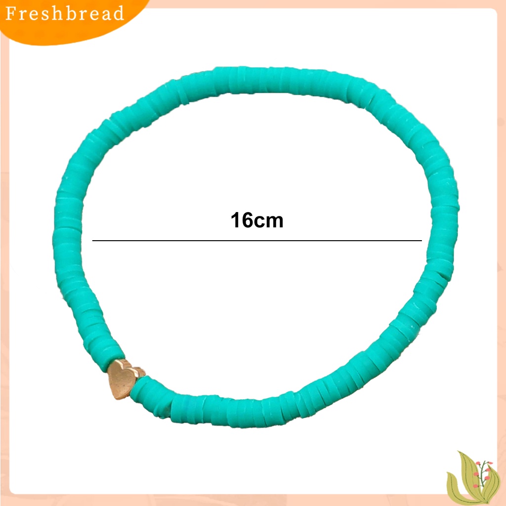 &lt; Freshbread &gt; Gelang Perempuan Manik-Manik Gaya Bohemian Buatan Tangan Hias Pengerjaan Halus Hias Ringan Multicolor Polymer Clay Flat Beads Bracelet Wanita Aksesori