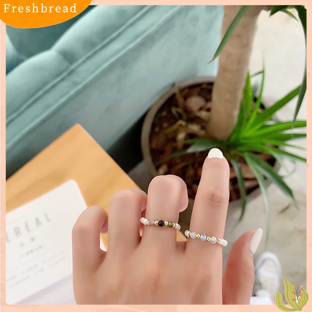 &lt; Freshbread &gt; Sederhana Elegan Tali Wanita Cincin Hadiah Multi Manik-Manik Mutiara Imitasi Cincin Perhiasan Aksesoris