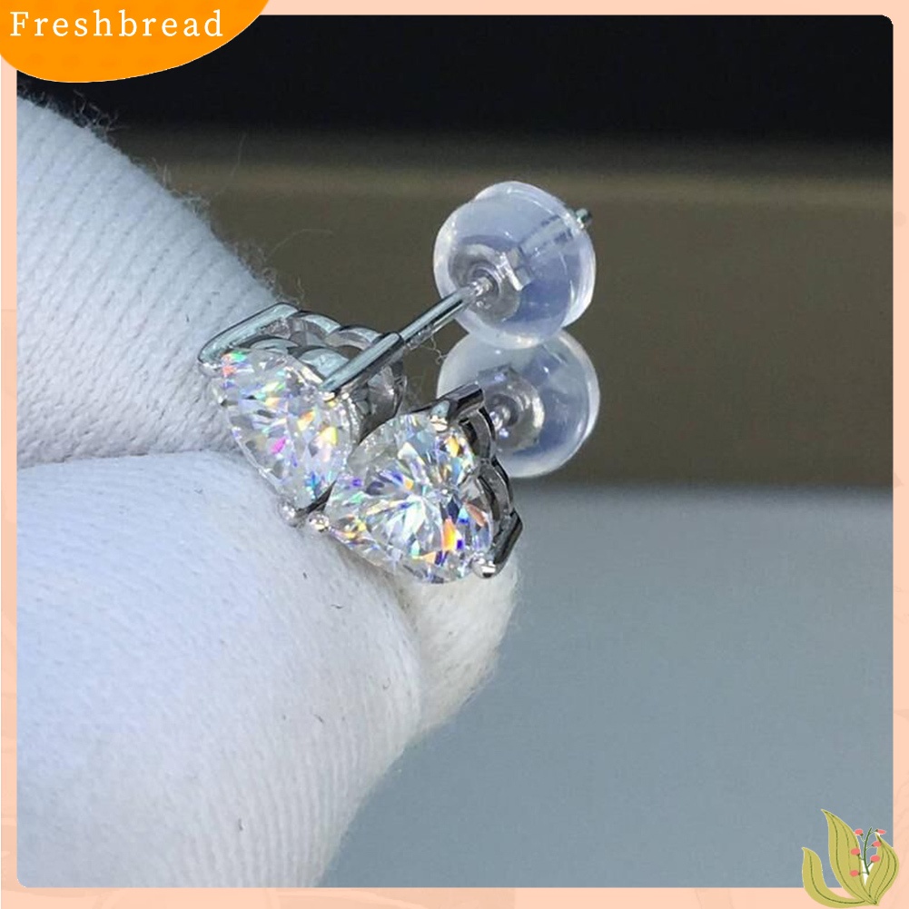 &lt; Freshbread &gt; Wanita Warna-Warni Hati Cubic Zirconia Hias Telinga Stud Anting Pesta Perhiasan Hadiah