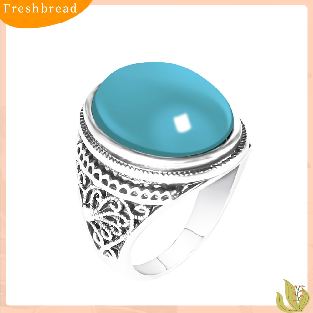 &lt; Freshbread &gt; Retro Oval Buatan Batu Akik Ukir Wanita Jari Cincin Pesta Pernikahan Perhiasan Hadiah