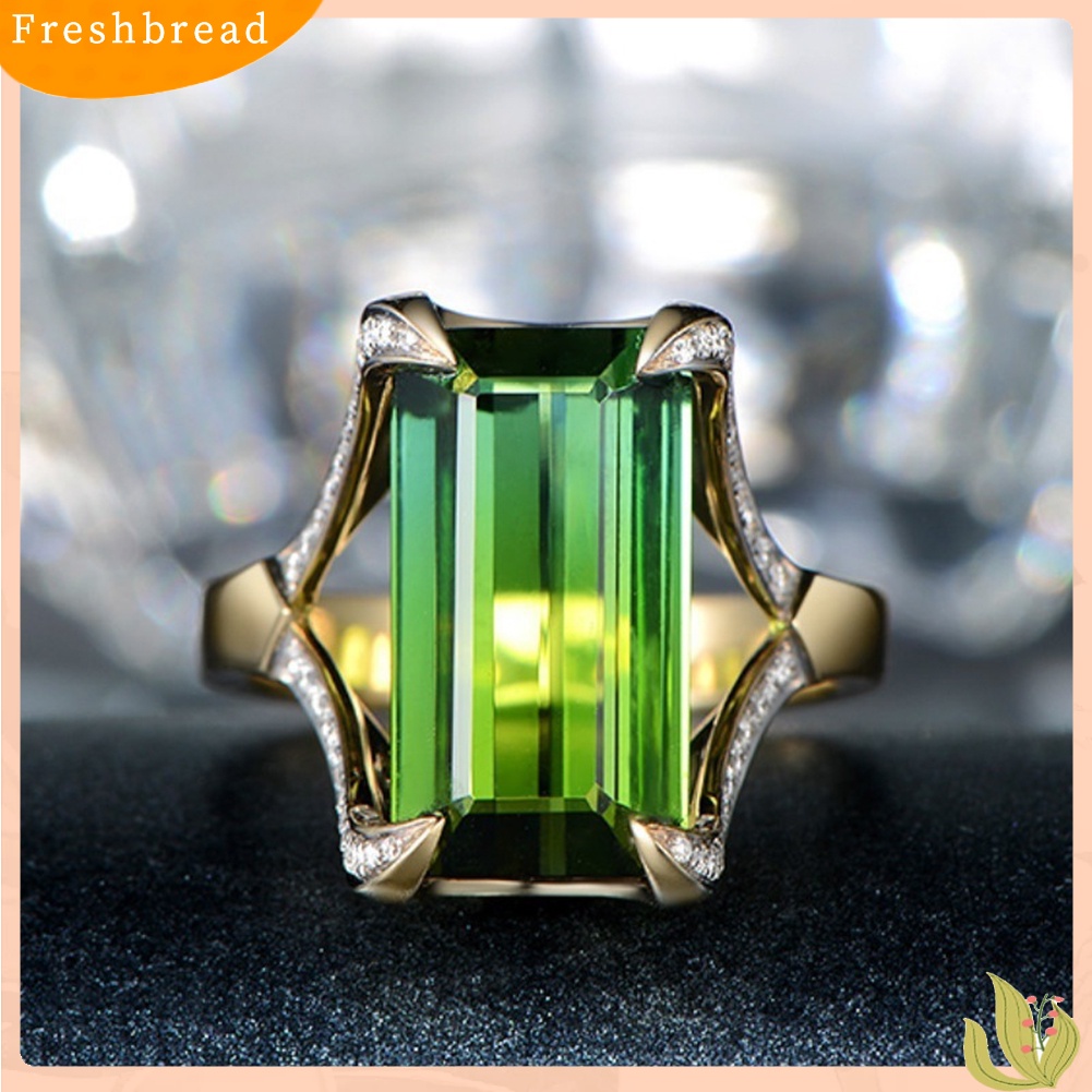 < Freshbread > Fashion Hijau Faux Gemstone Berlian Imitasi Wanita Jari Cincin Menawan Perhiasan Hadiah