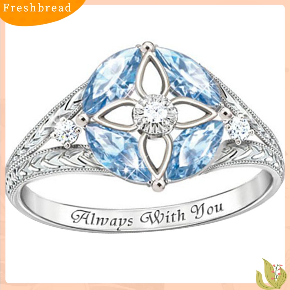 &lt; Freshbread &gt; Mewah Wanita Safir Imitasi Hias Bunga Ringer Cincin Hadiah Perhiasan Pesta Pernikahan