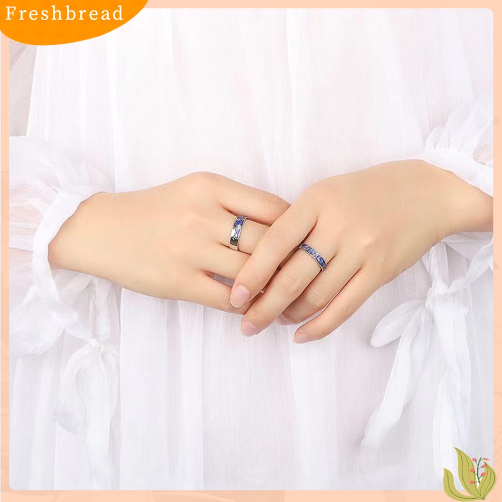 &lt; Freshbread &gt; 1Pc Cincin Kekasih Gaya Sederhana Berlapis Perak Geometris Desain Pembukaan Yang Dapat Disesuaikan Berdandan Hadiah Anniversary Pria Wanita Langit Berbintang Cincin Jari