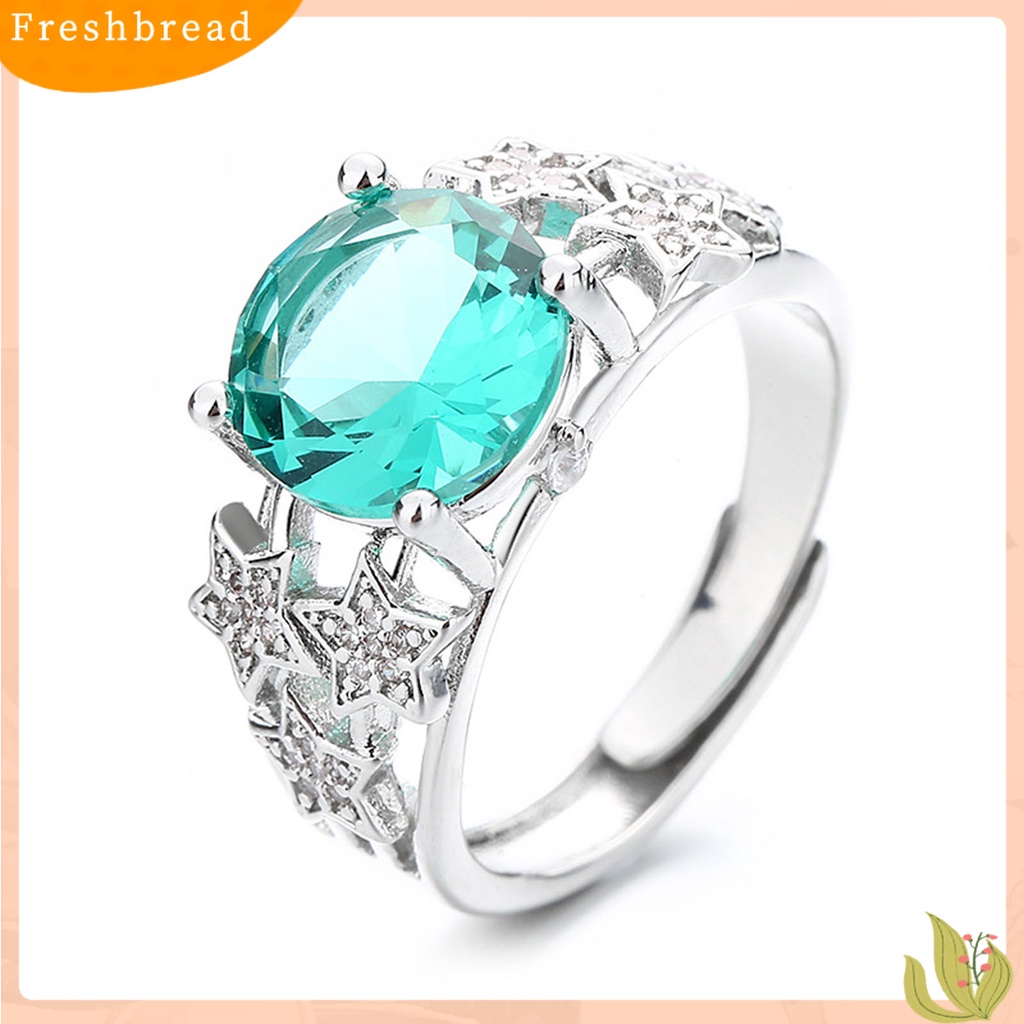 &lt; Freshbread &gt; Wanita Cincin Pembukaan Dapat Disesuaikan Berongga Lima Titik Bintang Retro Hadiah Berlian Imitasi Tertanam Wanita Jari Cincin Perhiasan Fashion