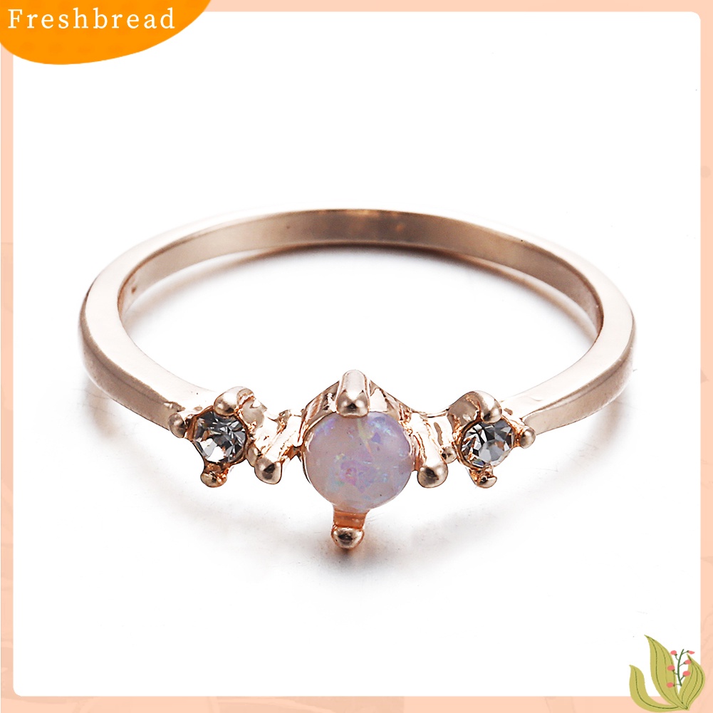 &lt; Freshbread &gt; Elegan Bertatahkan Faux Opal Gemstone Jari Cincin Pernikahan Pertunangan Wanita Perhiasan