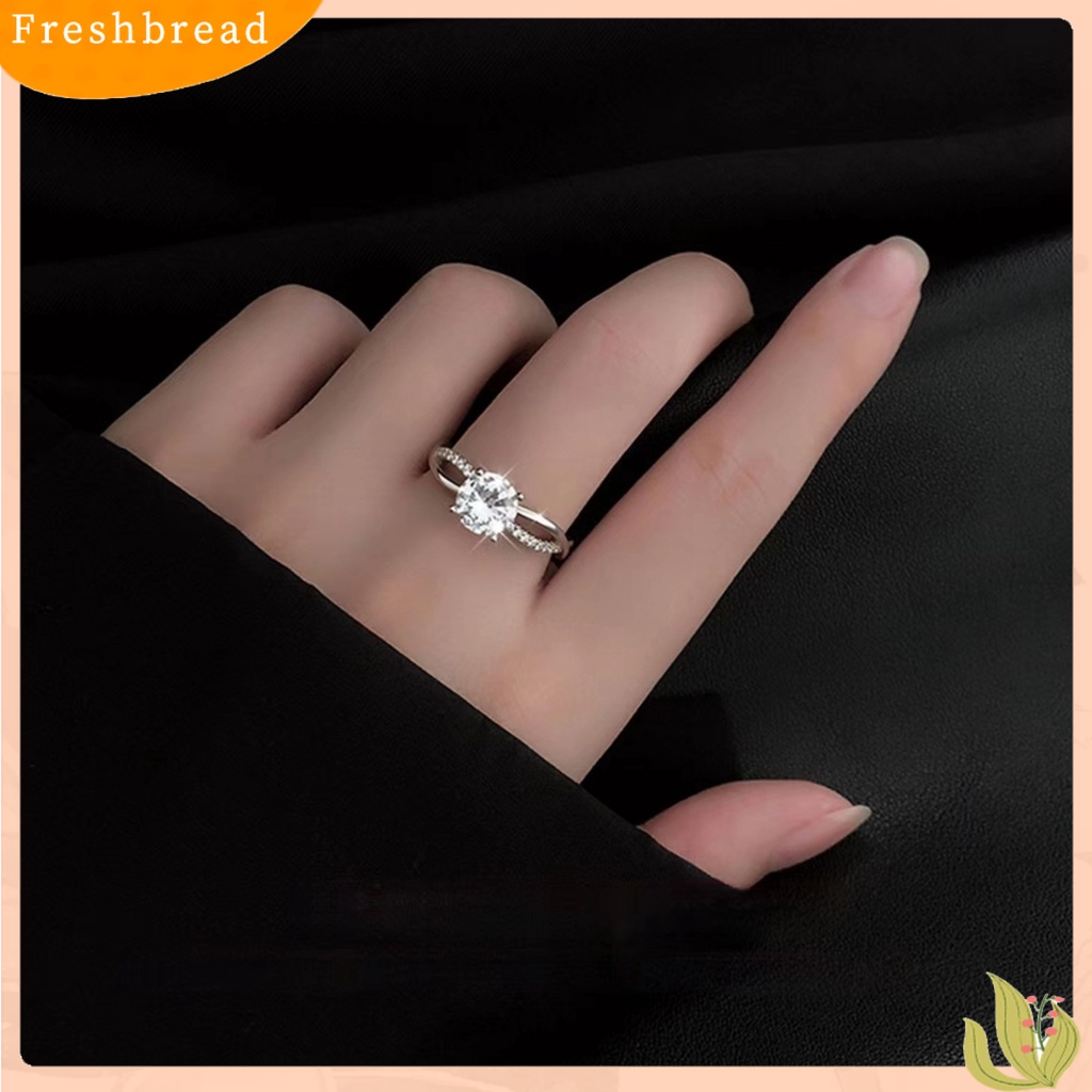&lt; Freshbread &gt; Wanita Cincin Pembukaan Minimalis Berlian Imitasi Tertanam Wanita Pertunangan Cincin Fashion Perhiasan