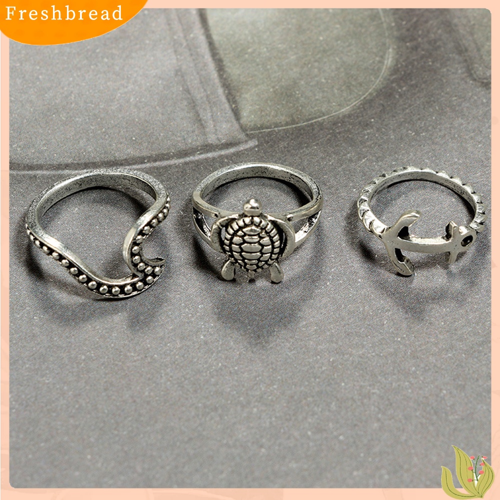 &lt; Freshbread &gt; 8Pcs/Set Wanita Fashion Boho Turtle Knuckle Ring Charming Gift Set Susun