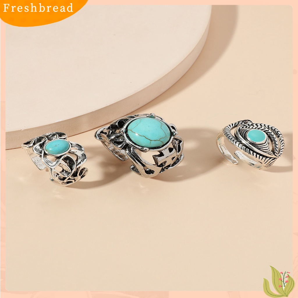 &lt; Freshbread &gt; 3Pcs Cincin Jari Wanita Adjustable Aksesoris Tahan Aus Cincin Terbuka Mata Kucing Untuk Pesta Malam