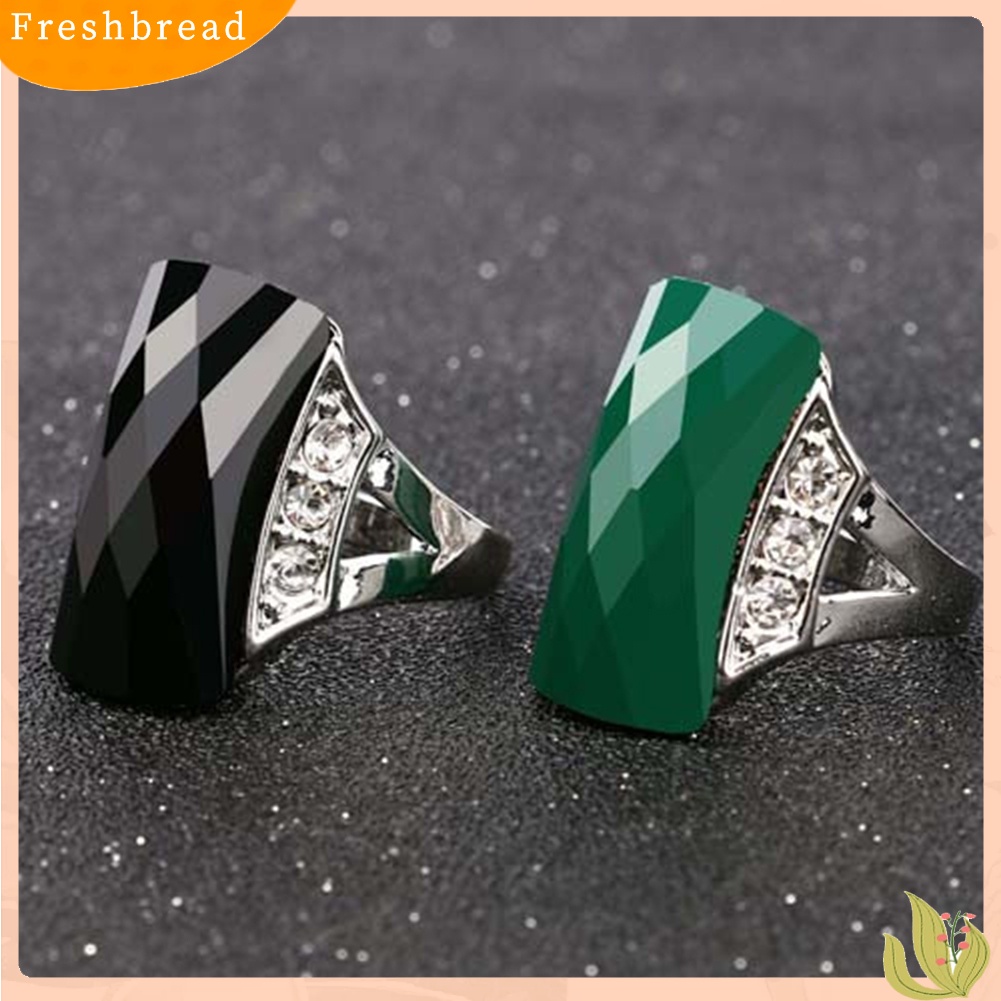 &lt; Freshbread &gt; Wanita Bohemia Vintage Geometris Resin Pesona Berlian Imitasi Cincin Jari Perhiasan Hadiah