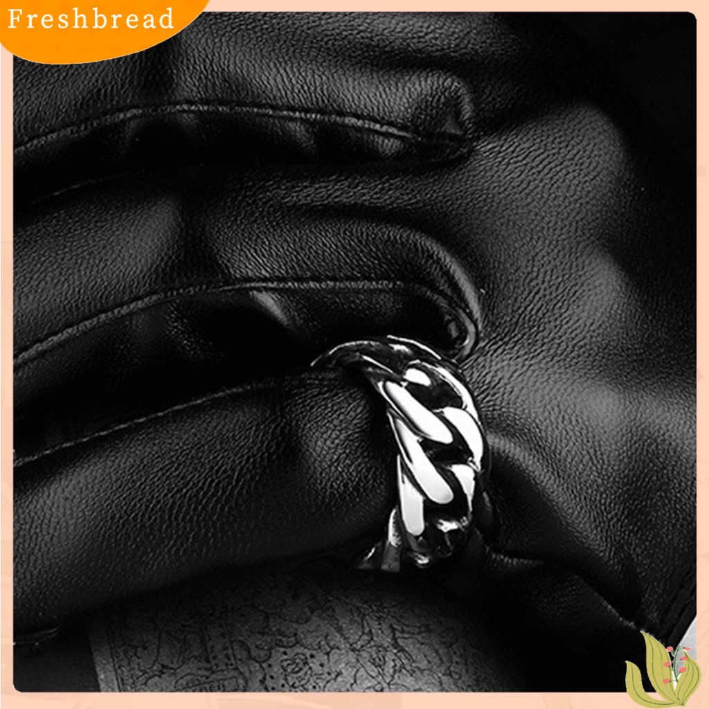 &lt; Freshbread &gt; Cincin Pria Perhiasan Rantai Geometris Electroplated Tahan Lama Ring Untuk Pacaran