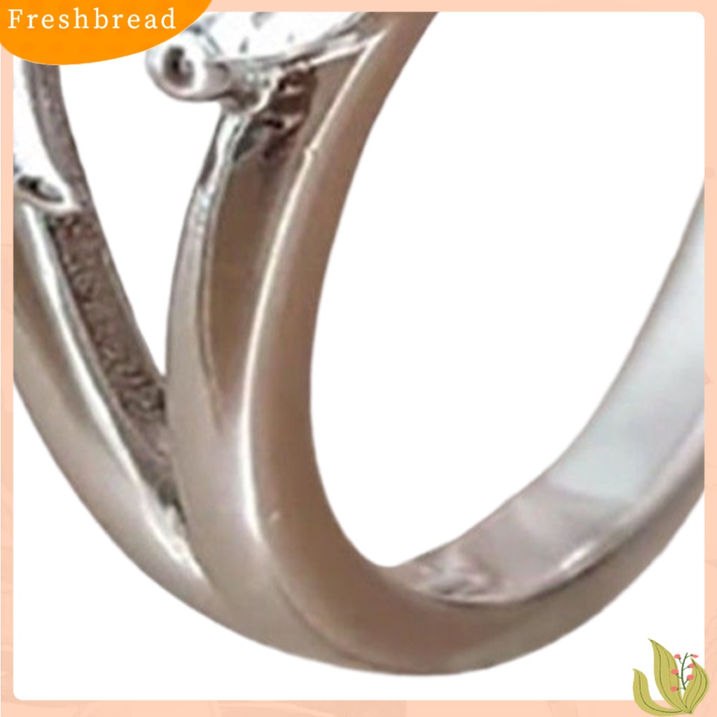 &lt; Freshbread &gt; Lady Ring Cubic Zirconic Bertatahkan Cincin Pernikahan Bentuk Sayap Bahan Alloy Bulat Untuk Lamaran