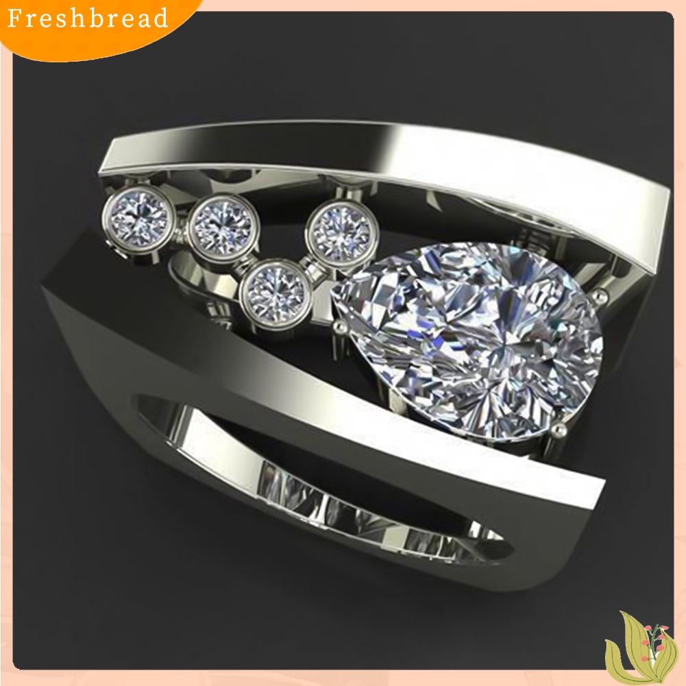 < Freshbread > Wanita Retro Berlian Imitasi Hias Bentuk Geometris Jari Cincin Hadiah Perhiasan Pernikahan
