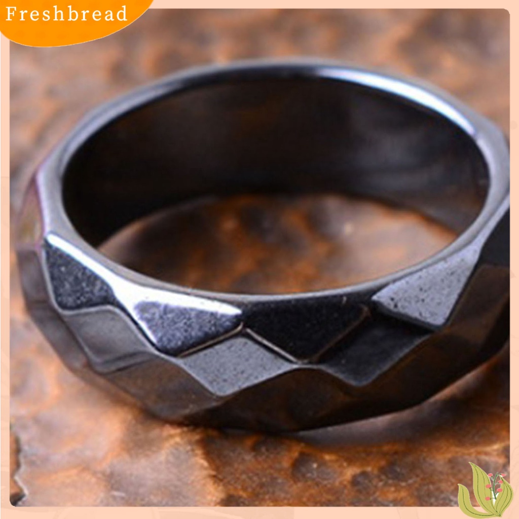 &lt; Freshbread &gt; Cincin Jari Permukaan Geometris Trendy Hitam Bulat Semua Cocok Ring Untuk Pacaran