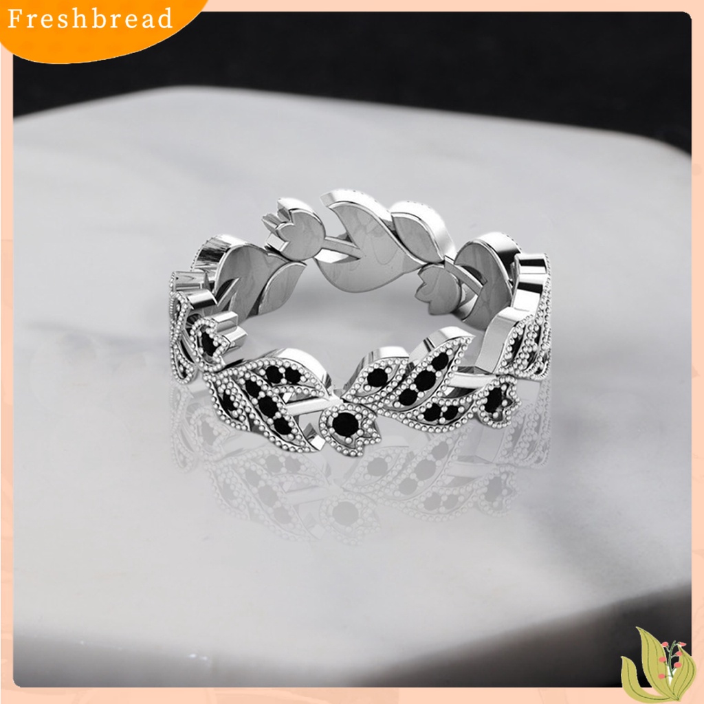 &lt; Freshbread &gt; 2 Pcs Jari Cincin Bunga Daun Berlian Imitasi Wanita Indah Berkilau Cincin Aksesoris Perhiasan