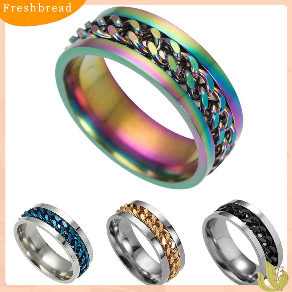 &lt; Freshbread &gt; Rantai Rotatable Chain Glittering Perhiasan Hadiah Pria Jari Cincin Untuk Club