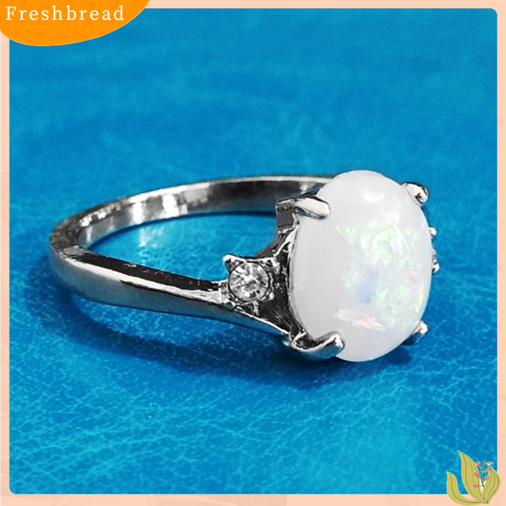 &lt; Freshbread &gt; Cincin Kilau Imitasi Opal Berlian Imitasi Hias Tembaga Gaya Wanita Ring Untuk Pernikahan