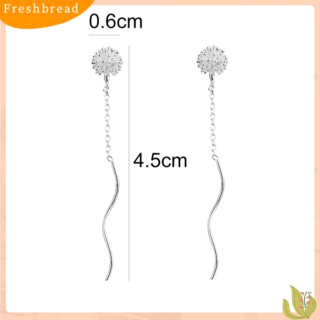 &lt; Freshbread &gt; 1pasang Anting Bunga Ladies Menarik Hias Anting Dandelion Menjuntai Panjang Untuk Kehidupan Sehari-Hari